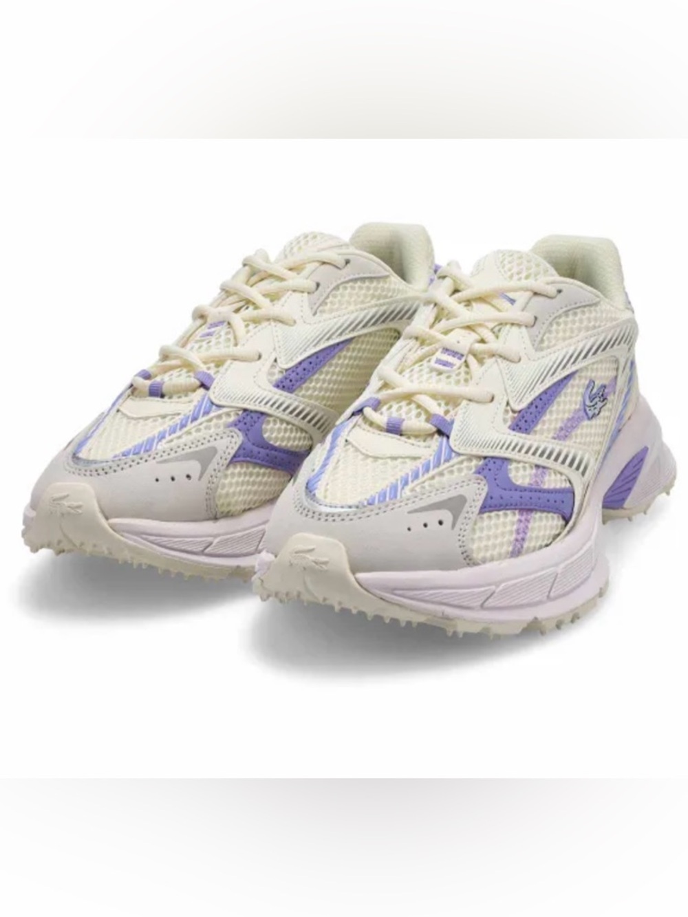 NWT Lacoste NEO SHOT Women Cream and Lavender Sneakers 7.5 🐊💜